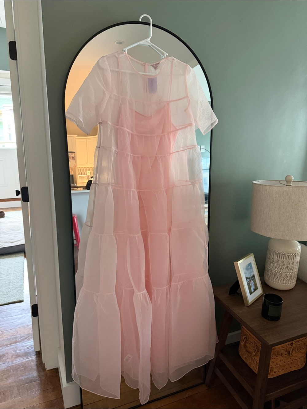 STAUD Pink Layered Maxi Tulle Dress